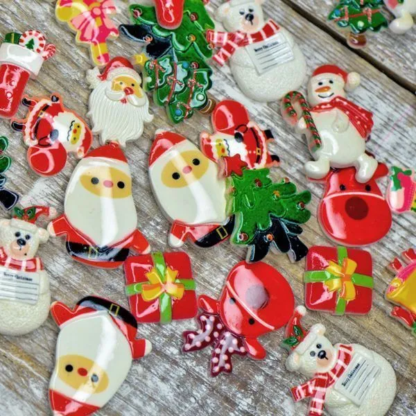 кабошон из смолы "рождественский", цветовой и размерный микс