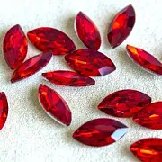 Кабошон стекло Кристалл, Navette, цвет Lt.Siam, 18х9 мм