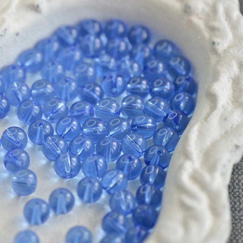 бусина, стекло 8, цвет небесно-голубой, 8 мм