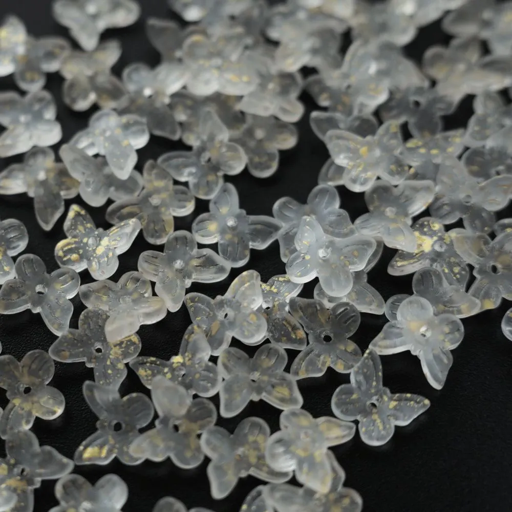 бусина "бабочка", стекло, цвет сливочный матовый, 10x12 мм