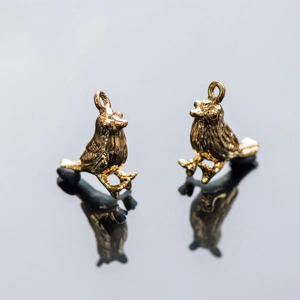 подвеска металл "птичка", позолота, 12.5x8.5x4 мм