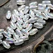 Бусина бочонок граненая, акрил, цвет прозрачный АВ, 10x6x5 мм