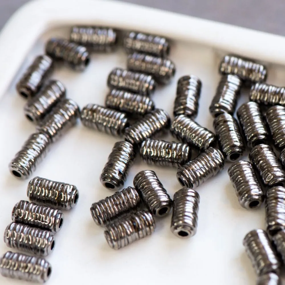 бусина, металл "серпантин", цвет черный, 11х6 мм