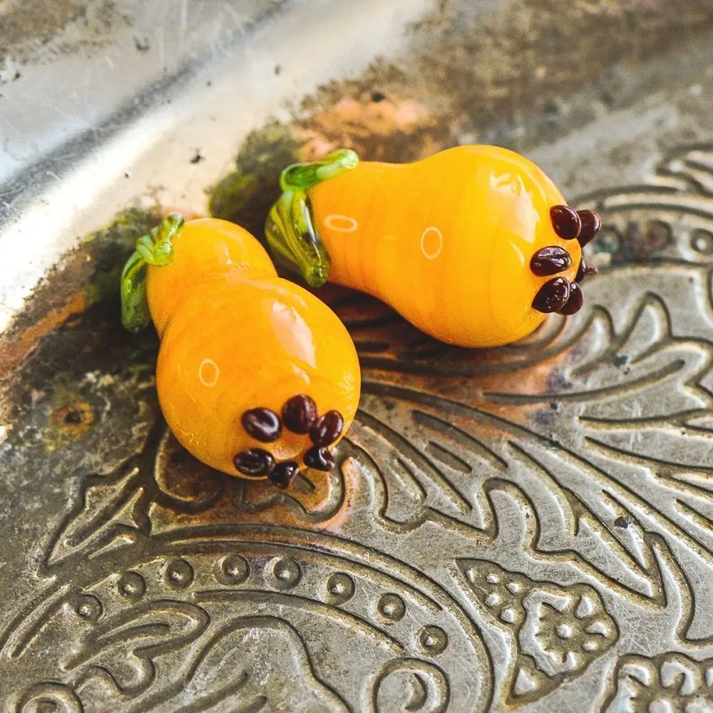 бусина, мурано "груша", желтый, 19х12 мм