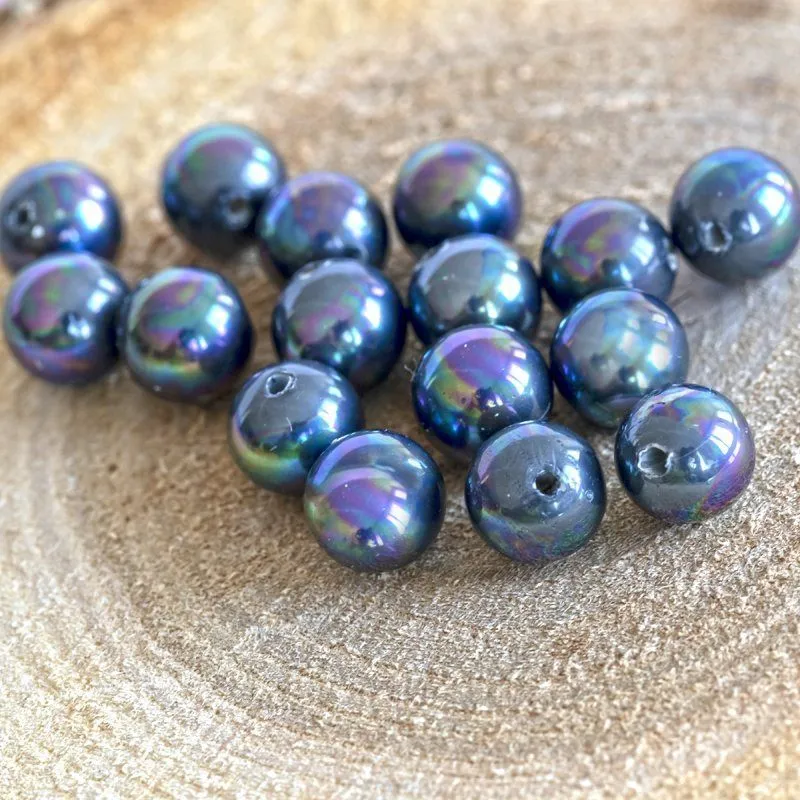 ракушечный жемчуг круглый, класс "а", цвет черный, 6 мм