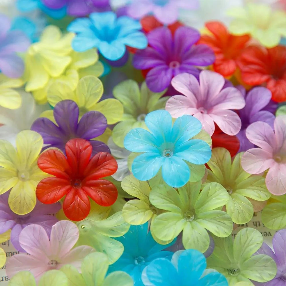 бусина, акрил "фрезия", цветовой микс, 33x8 мм