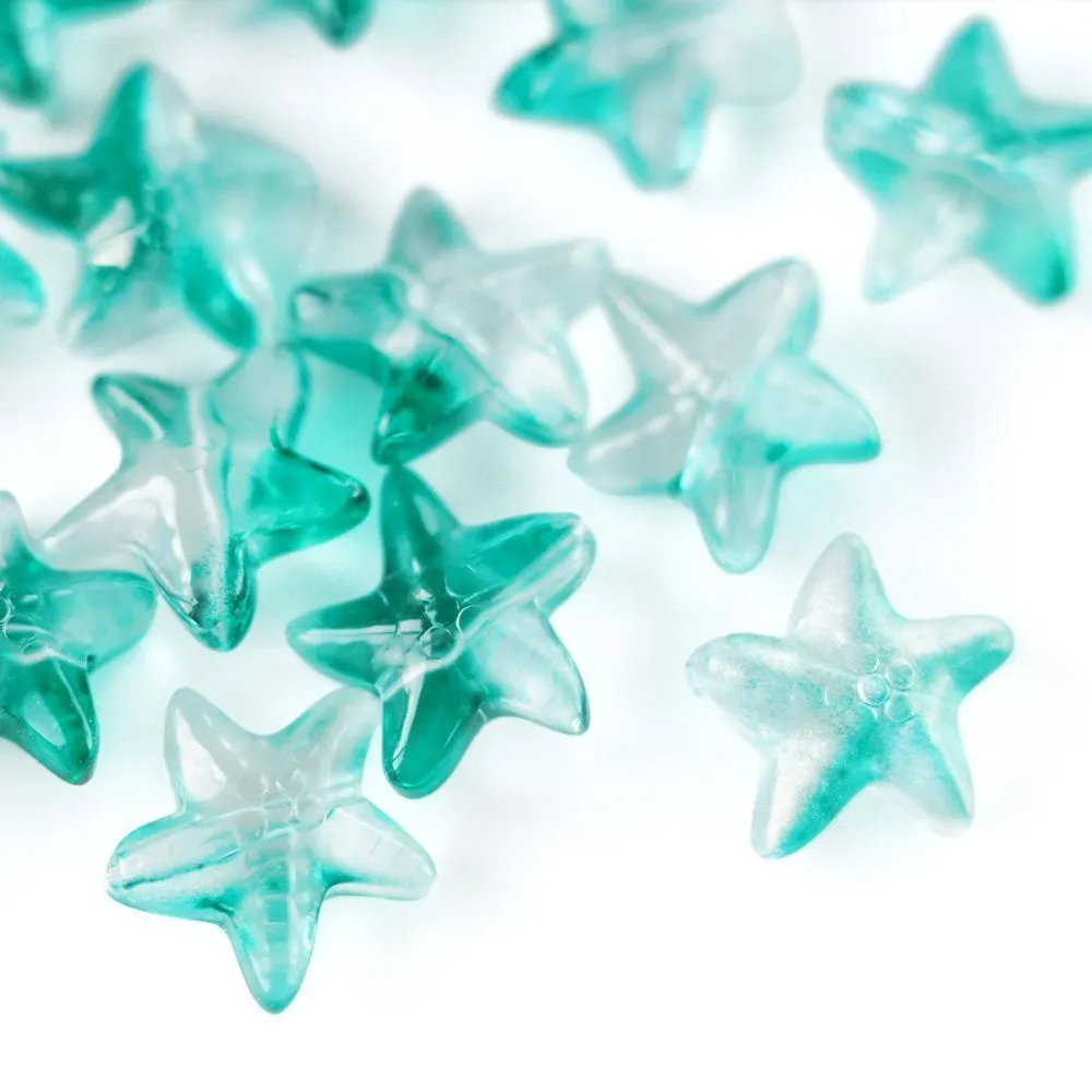 бусина "морская звездочка", стекло, цвет изумрудный, 14 мм