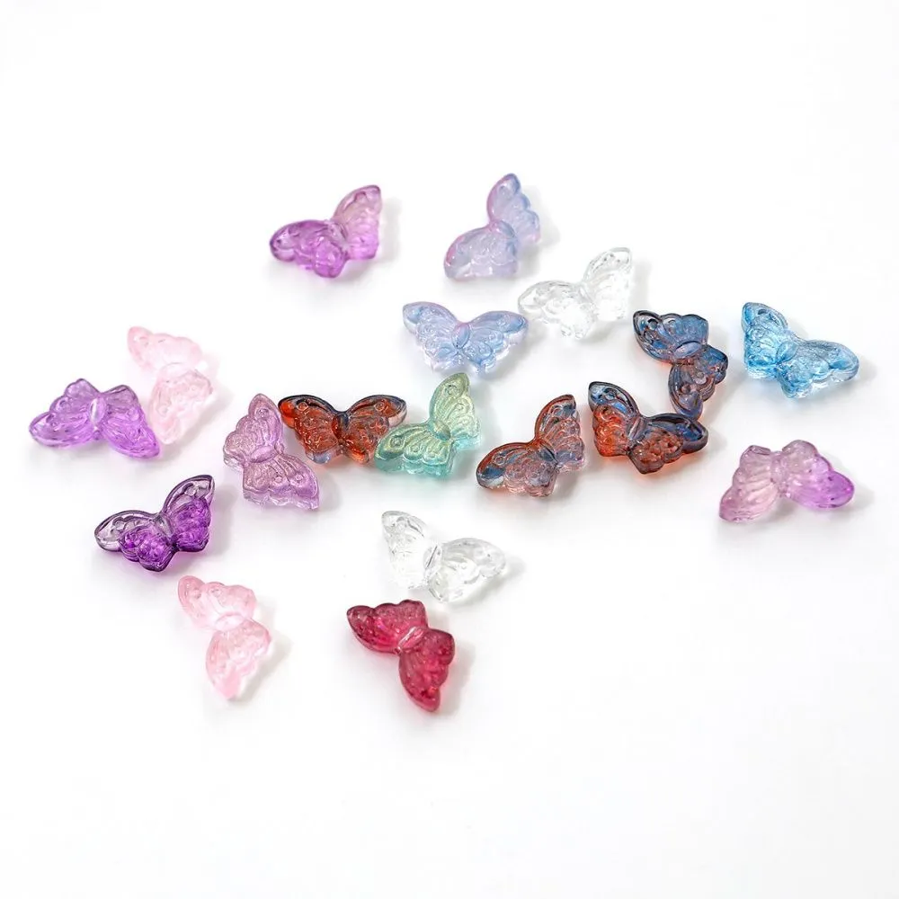 бусина "бабочка ночная", стекло, цветовой микс, 15x8x4.5 мм