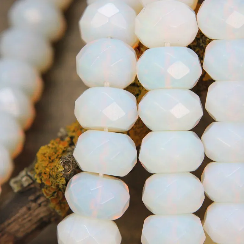 бусина имитация опала, абакус, цвет белый туман, 15х8 мм