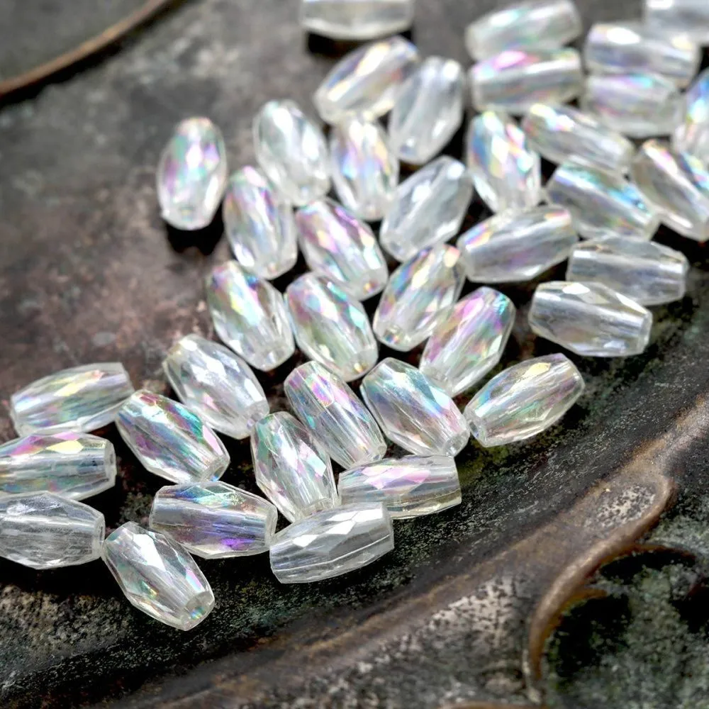 бусина бочонок граненая, акрил, цвет прозрачный ав, 10x6x5 мм