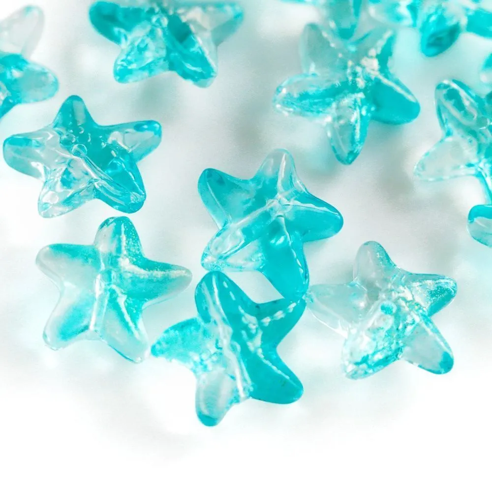 бусина "морская звездочка", стекло, цвет бирюзовый, 14 мм