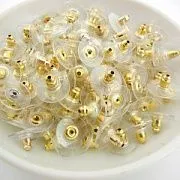 Фиксаторы для сережек, пластик, латунь, цвет золото, 12х7 мм