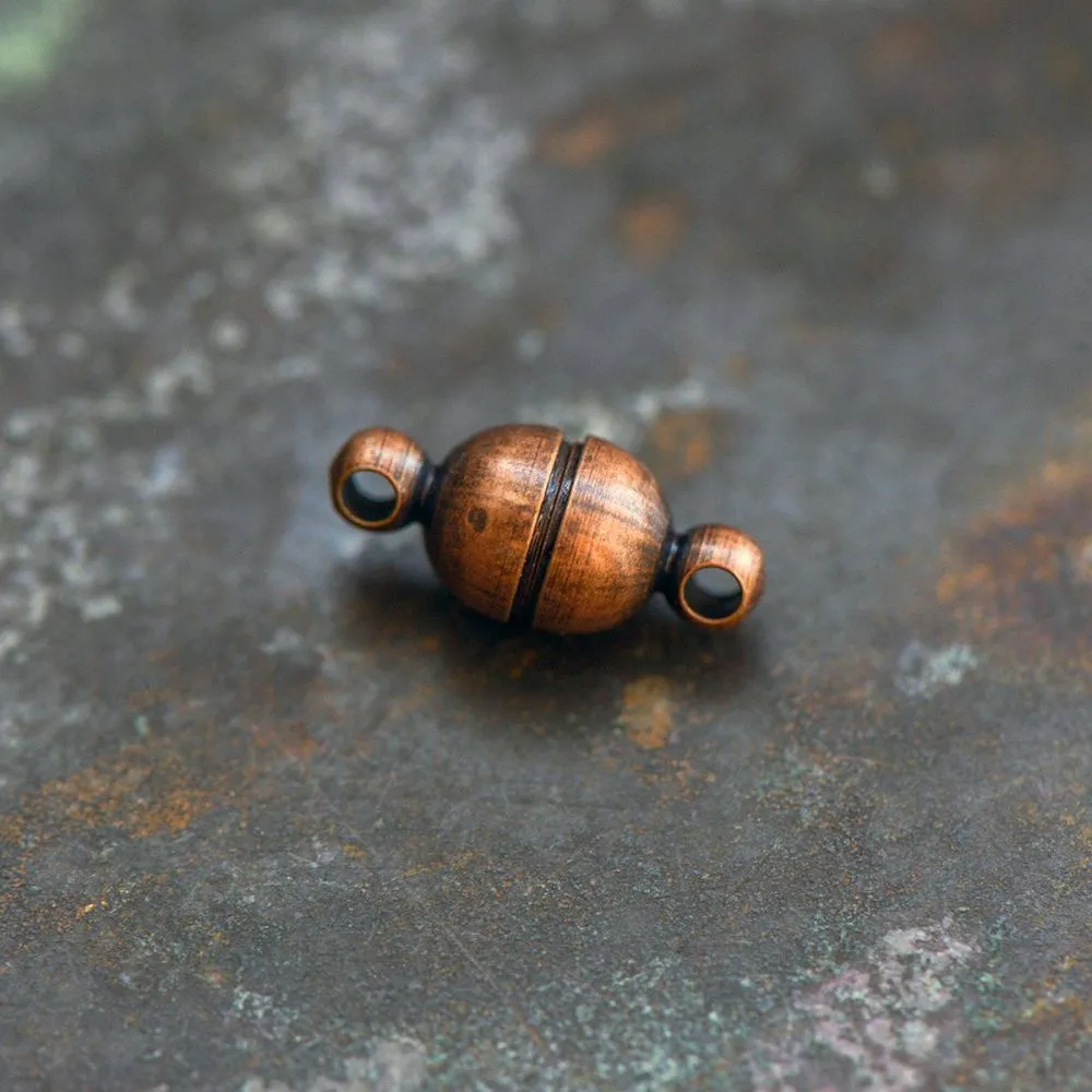 Замочки застежка магнитная "боб", цвет красная медь, 11x5 мм