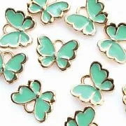 Подвеска металлическая "Бабочка", эмаль, цвет аквамариновый, 10.5x13x3 мм