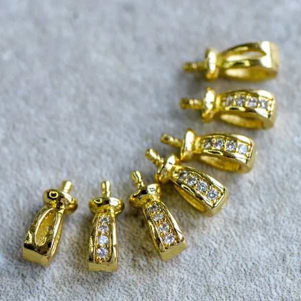 бейл "гвоздик-адель", с цирконием, цвет золото, 9x4x3 мм