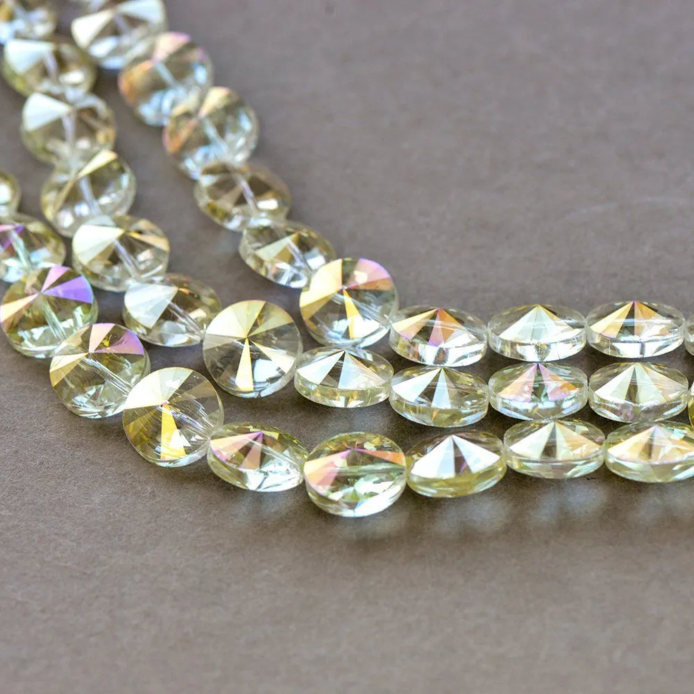 бусина "кимвал", стекло, цвет прозрачный радужный, 14x8 мм