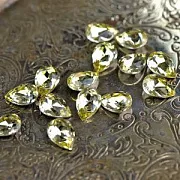 Кабошон стекло Кристалл, каплевидный, цвет Jonquil, 14х10 мм