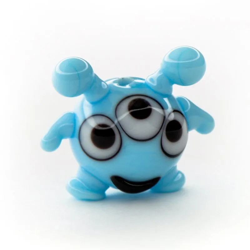 бусина, мурано "лупоглазик", голубой, 20х25 мм