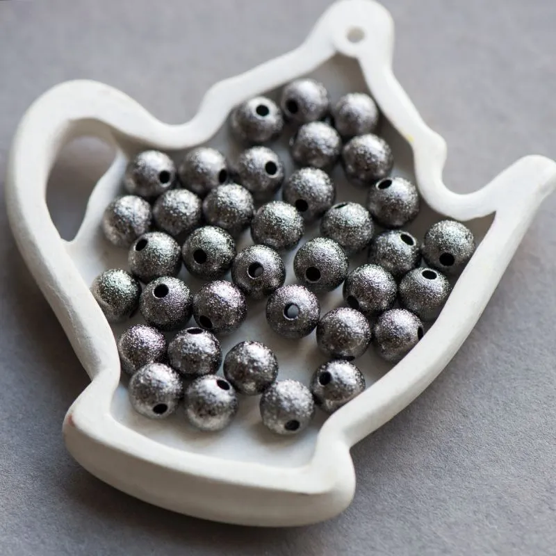 бусина, металл "звездная пыль" 8, цвет черный, 8 мм