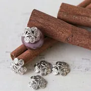 Шапочка для бусин "Завитушки", цвет античное серебро, 12х3.5 мм