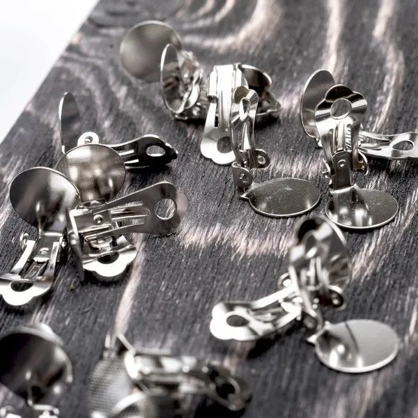 основа для клипс, цвет платина, 19х12х8 мм