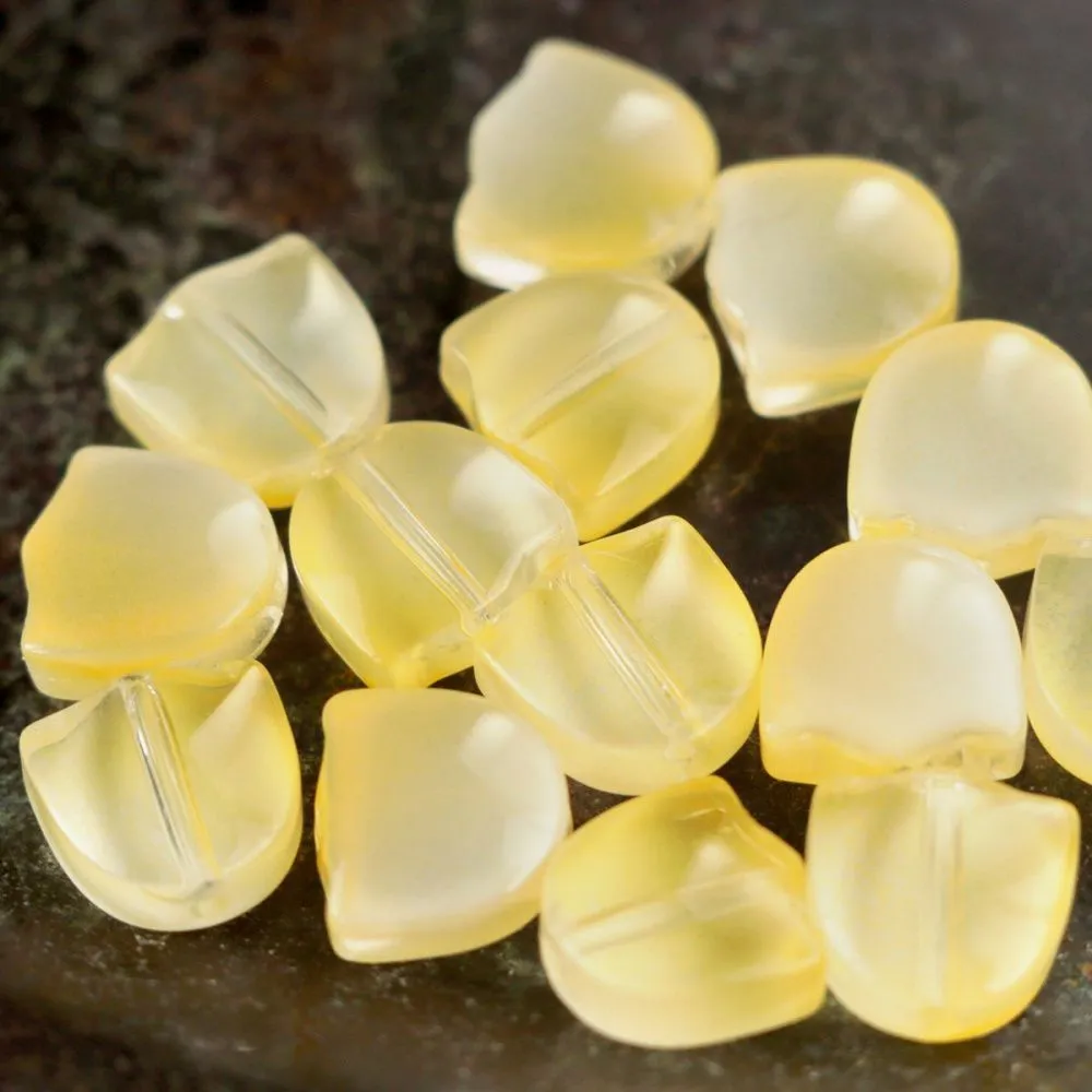 бусина "тюльпан", стекло, цвет желтый, 9 мм