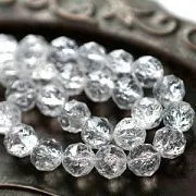 Бусина, стекло "Кракле", граненая, цвет прозрачный АВ, 12x11.5 мм