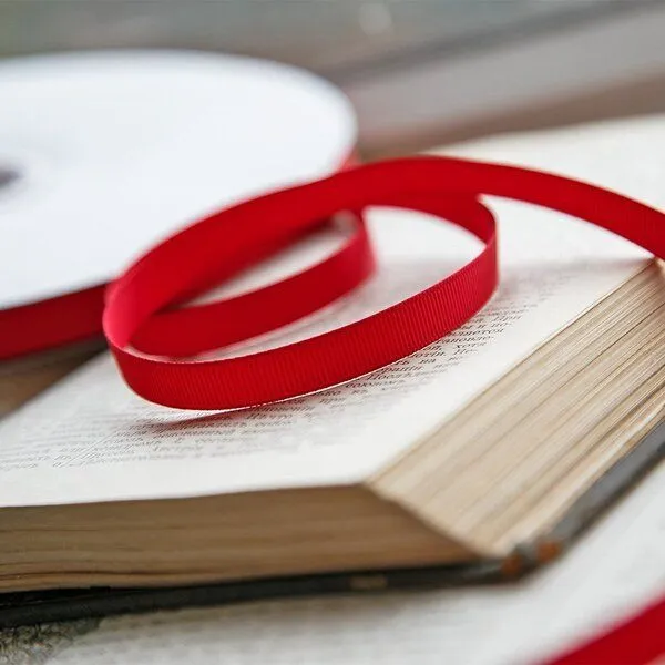 лента репсовая, цвет красный, ширина 9.5 мм ленты