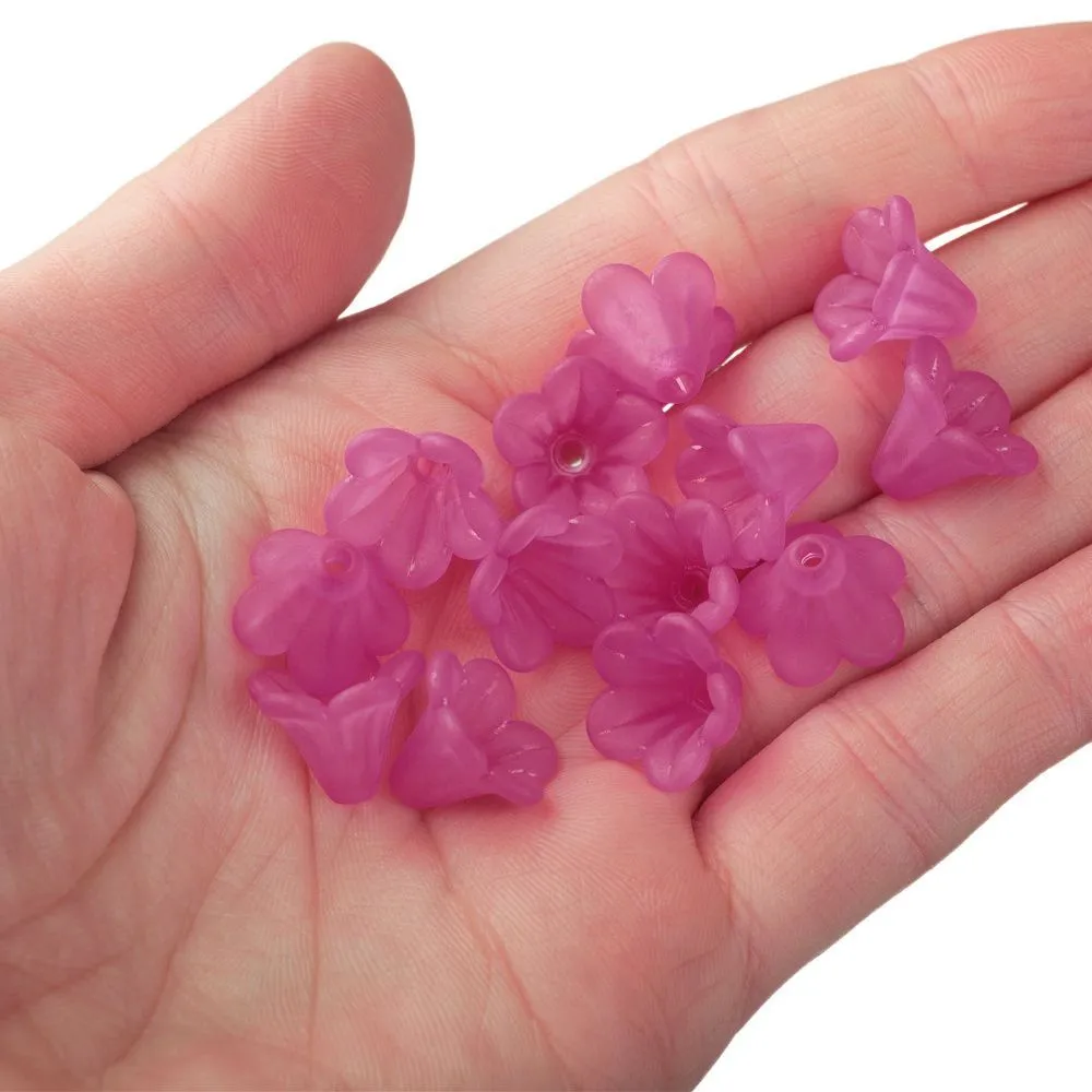 бусина, акрил "колокольчик", матовая, цвет малиновый, 14x10 мм