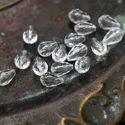 Бусина капля граненая, акрил, цвет прозрачный, 12х8 мм