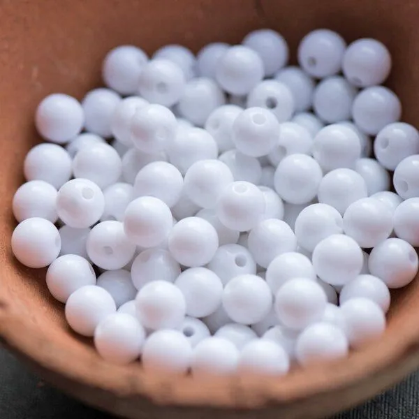 бусина, акрил 8, цвет белый, 8 мм