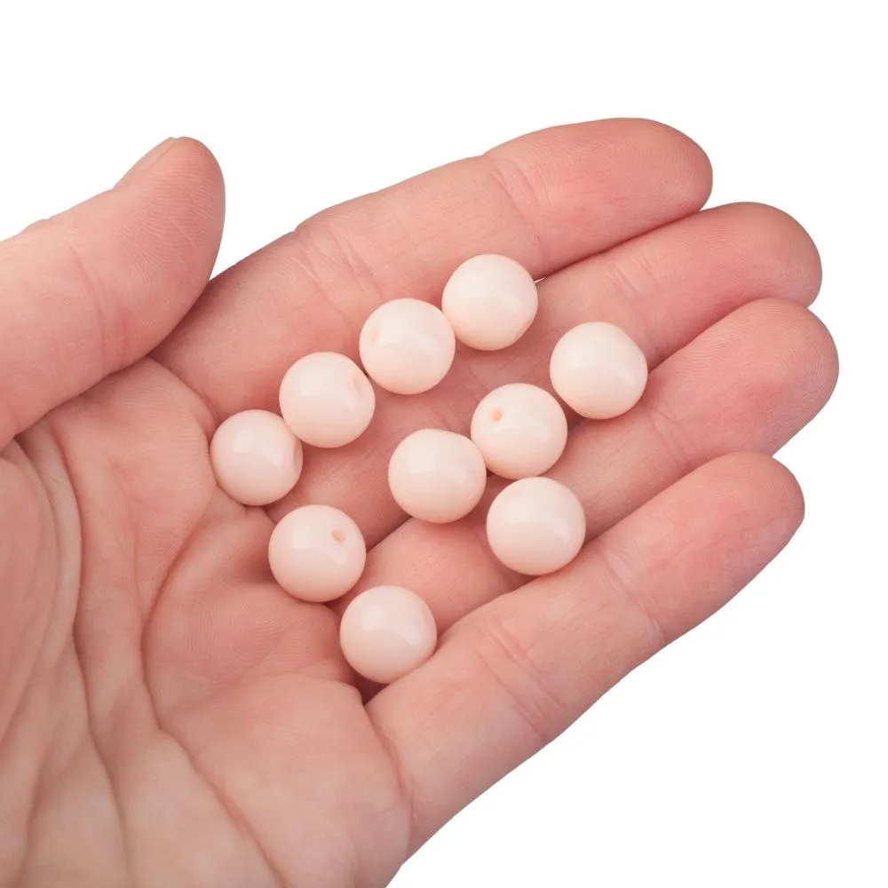 бусина, стекло 10, цвет персиковый, 10 мм