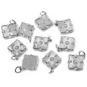 Подвеска металл "Даймонд", перламутр/покрытие платина, 16x14x3 мм