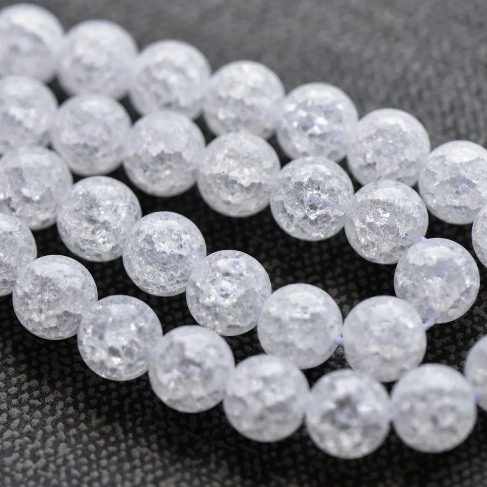 бусина, стекло "кракле", цвет молочный непрозрачный, 10 мм