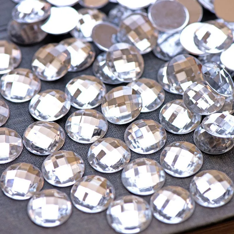 кабошон акриловый "грани", круглый, цвет прозрачный, 16х5.5 мм