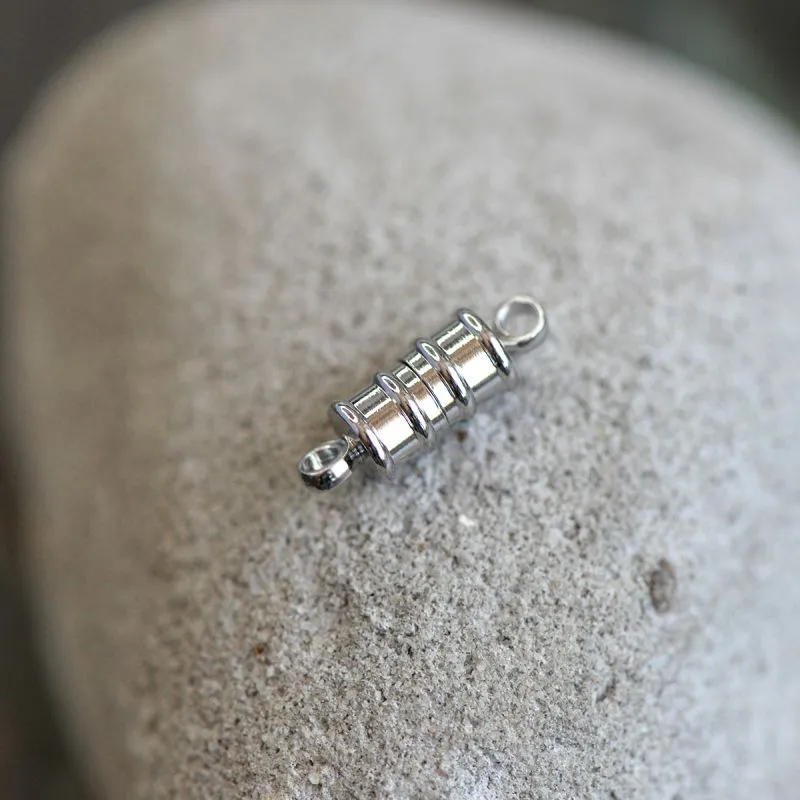 Замочки застежка магнитная "баррель", цвет платина, 17х6 мм