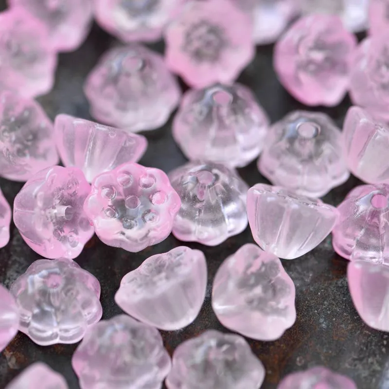 бусина "бутон лотоса", стекло, цвет розовый, 11x10.5x8 мм