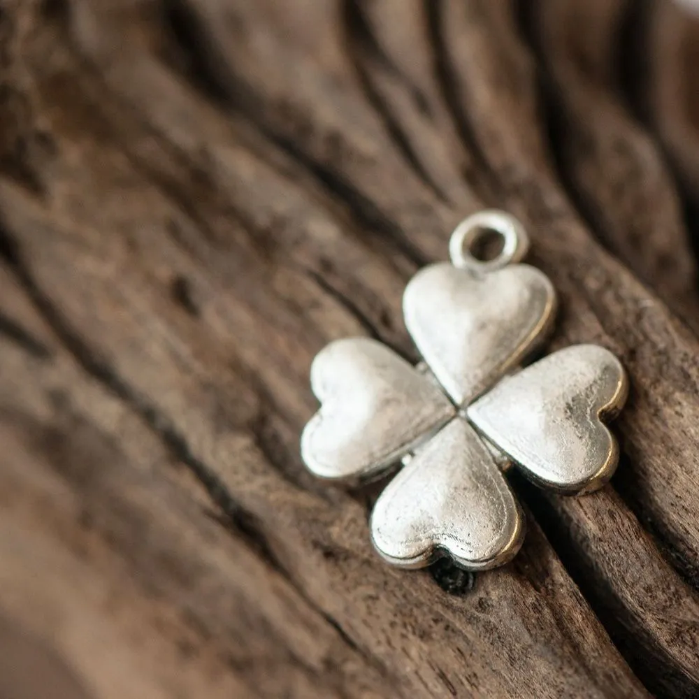 подвеска металлическая "клевер", цвет античное серебро, 21х17.5 мм