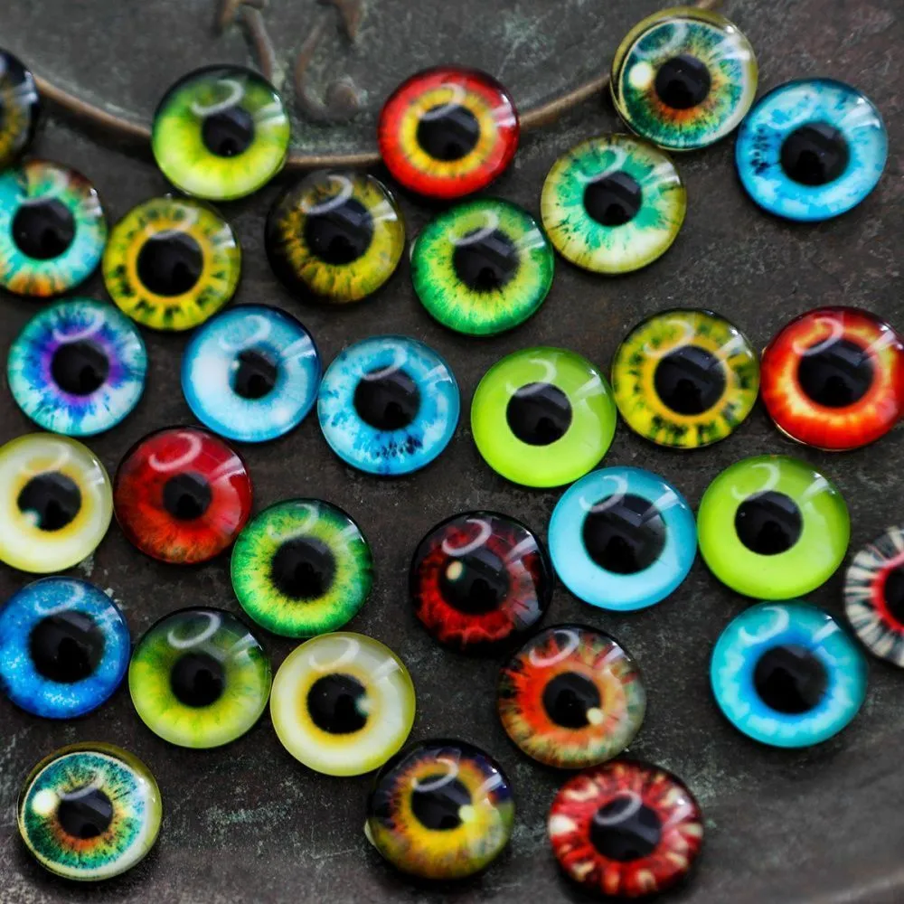 кабошоны стеклянные "глазки", 12х4 мм (уп 100 шт)