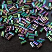 Бусина стекло "Трубочка", мультиколор металлик, 4.5-5x2.5 мм (уп 75 шт+/-7 шт)