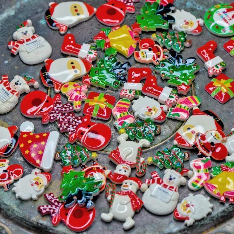 кабошон из смолы "рождественский", цветовой и размерный микс