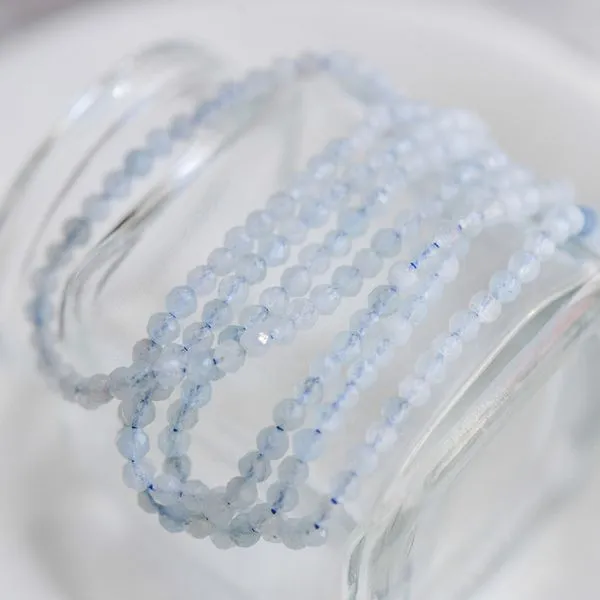 бусина аквамарин, граненая, цвет голубой, 3 мм, стренд 39 см