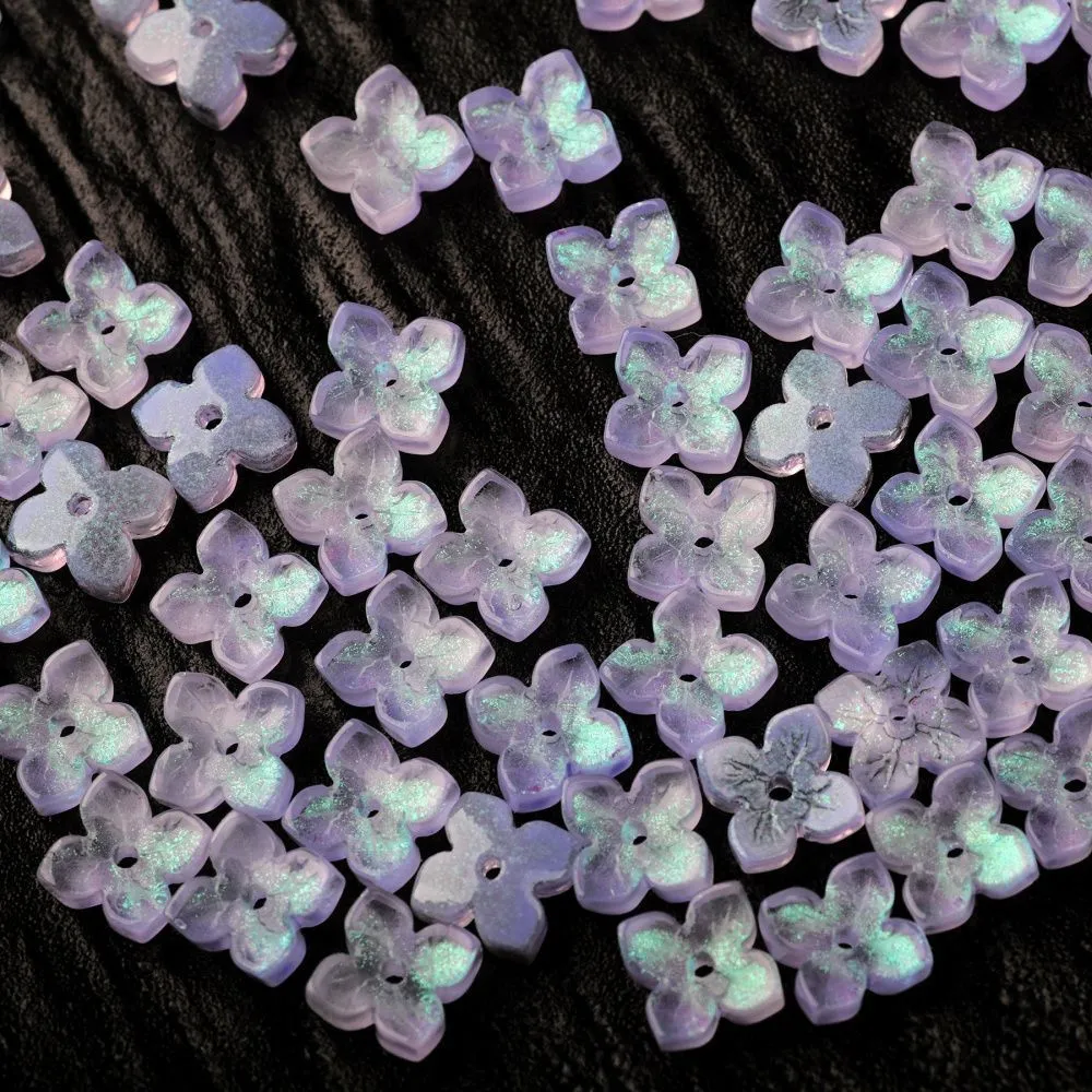 бусина "вероника", стекло, цвет св.сиреневый, 10x10x3.5 мм