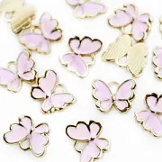 Подвеска металлическая "Бабочка", эмаль, цвет светло-розовый, 10.5x13x3 мм