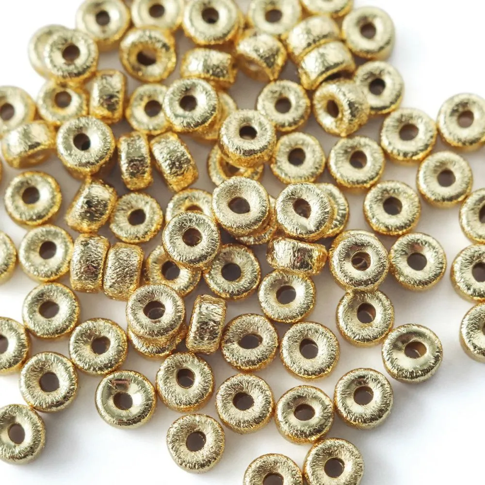 бусина, металл "текстура", позолота, 5x2.5 мм