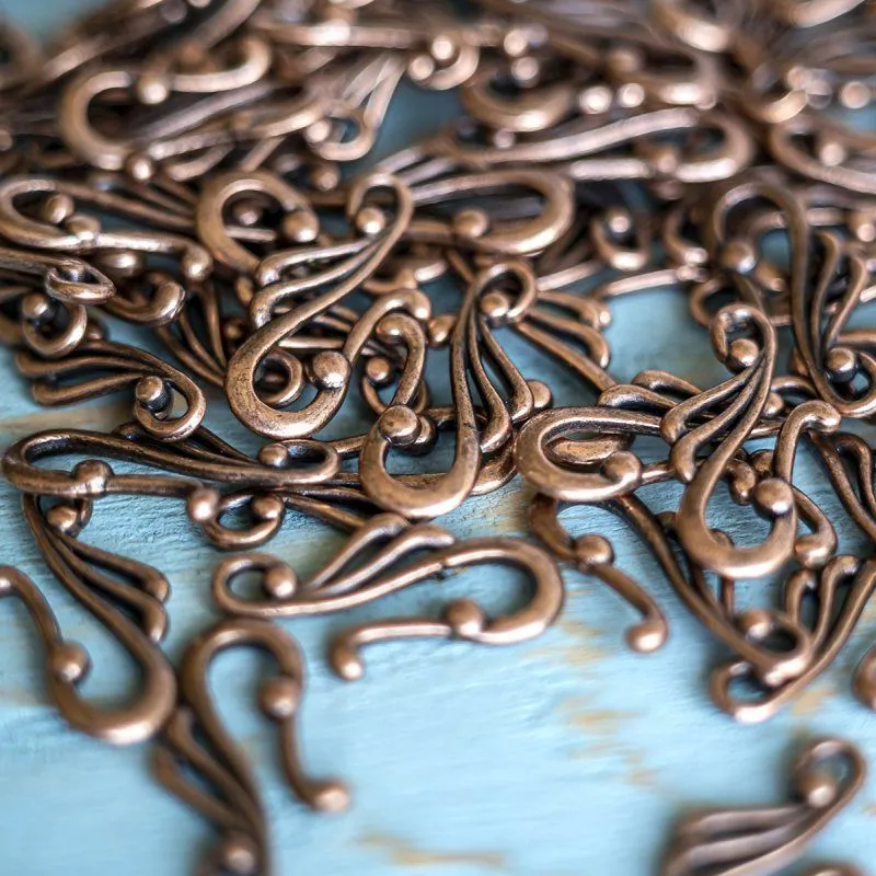 Замочки тоггл "скролл", цвет красная медь, 25x12x16 мм