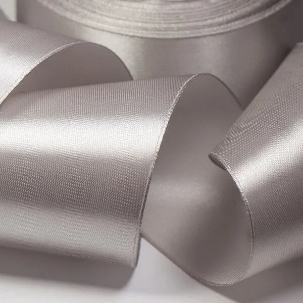лента, атлас, цвет жемчужно-серый, ширина 50 мм ленты