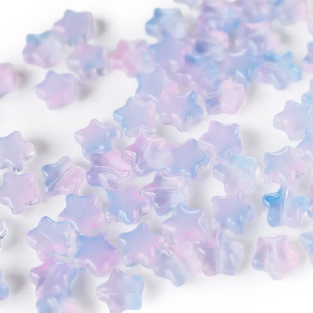 бусина "звездочка", стекло, цвет сиреневый прозрачный, 8x8.5x4 мм