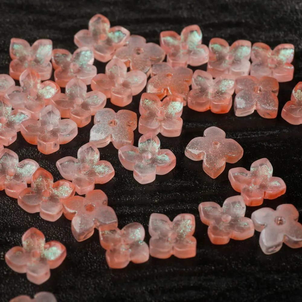 бусина "вероника", стекло, цвет персиковый, 10x10x3.5 мм