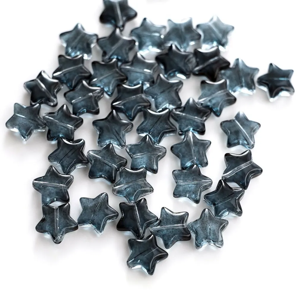 бусина "звездочка", стекло, цвет синий темный, 10x10x4 мм